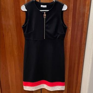 Calvin Klein Black Dress with Red and Cream Trim